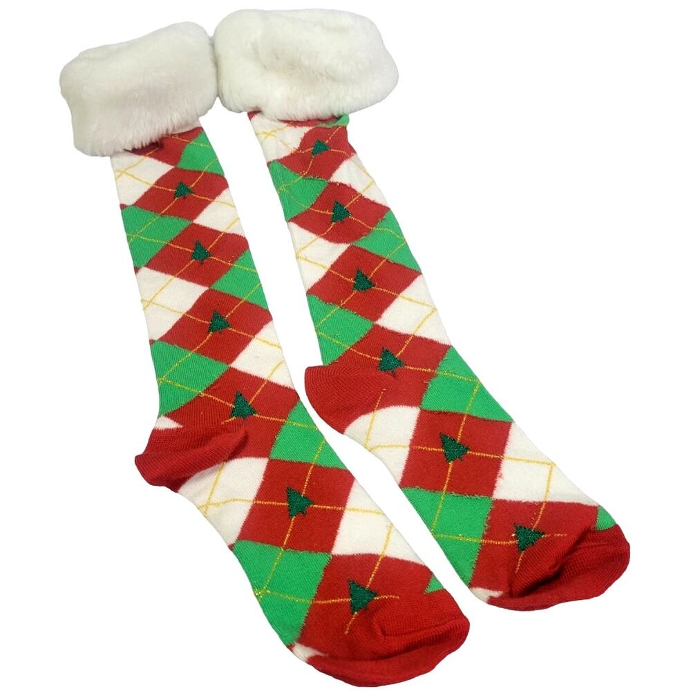 Christmas Below the Knee Argyle Socks‎ Size 7-9 New Without Tags!!!